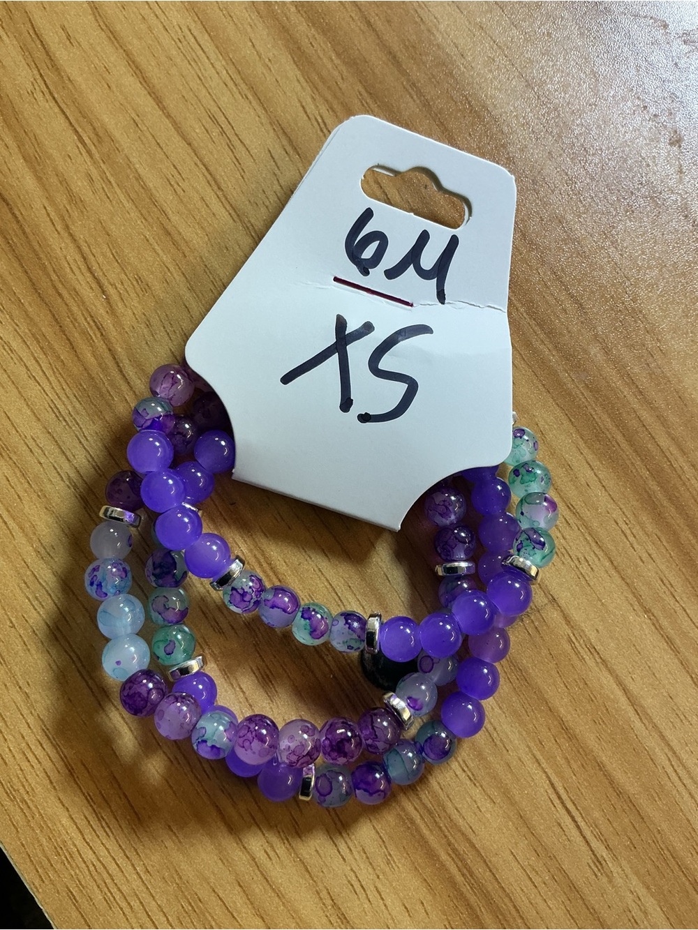 Kids Purple Beaded Stretch Bracelet Set - Pack of 3